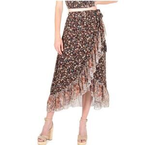 Secret Mission Super Natural Janice Maxi Ruffle Wrap Skirt Ditzy Floral Print M